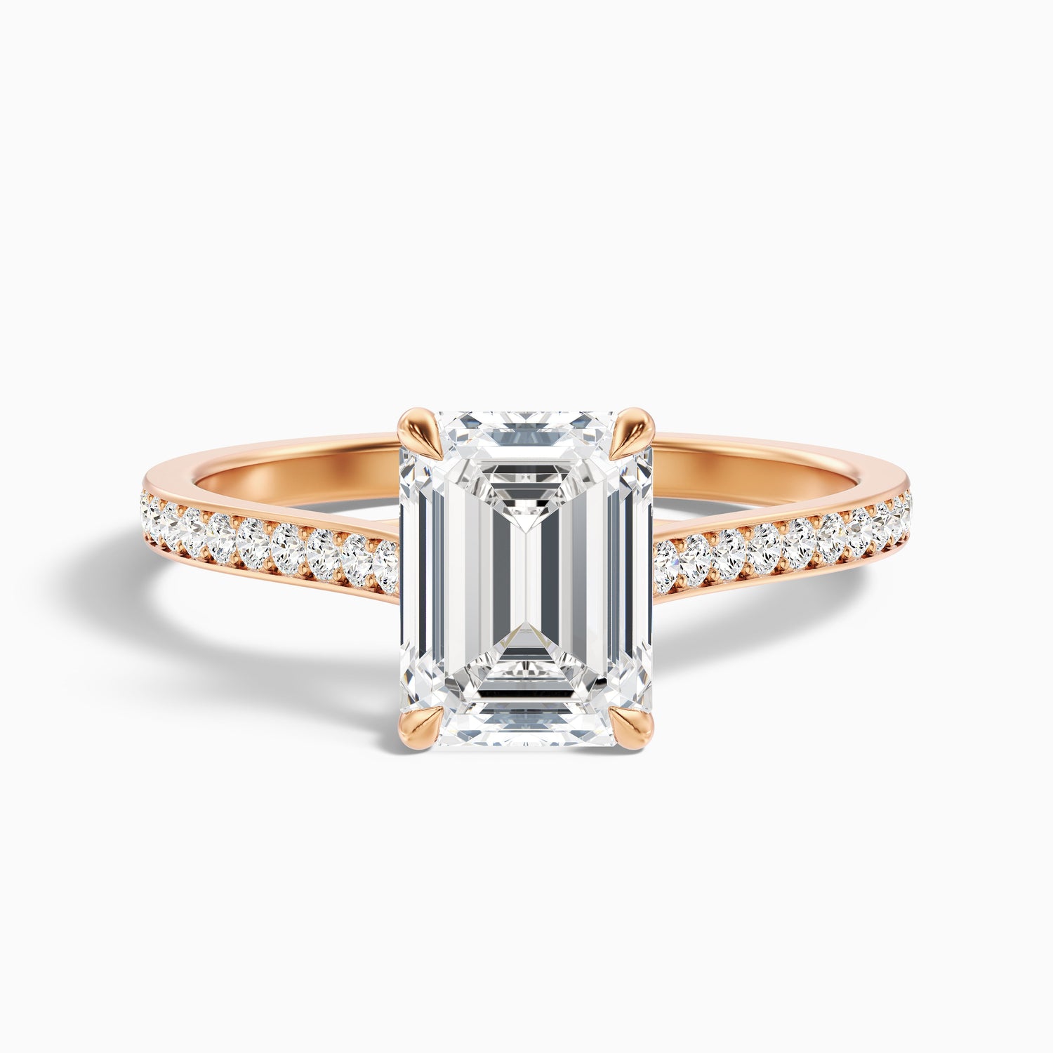 Enni 3.5 Carat Emerald Cut Side Stone Pave Moissanite Diamond Ring in Platinum