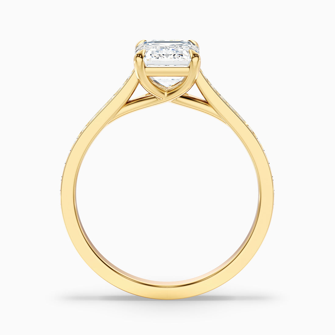 Faye 1 Carat Emerald Cut Side Stone Pave Lab Grown Engagement Ring in 14k Yellow Gold  DestGlow