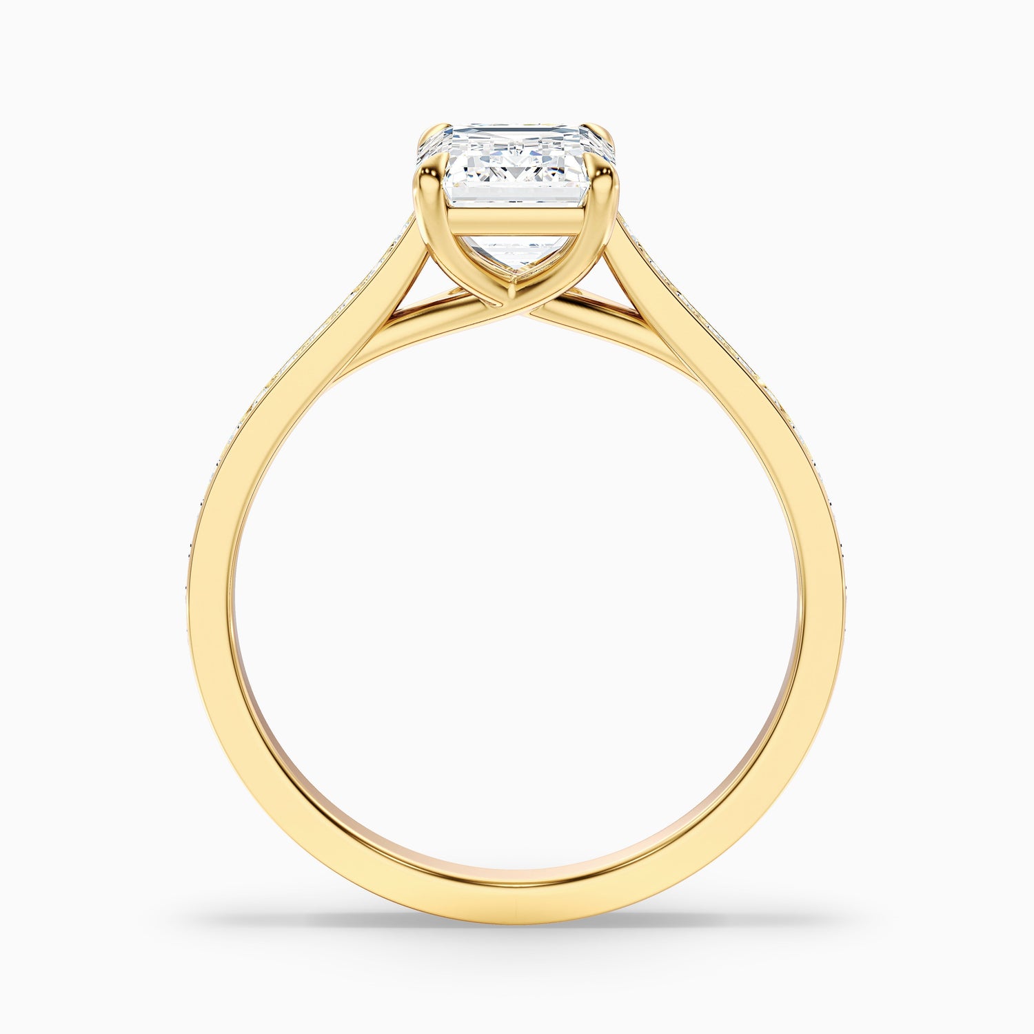 Enni 3.5 Carat Emerald Cut Side Stone Pave Moissanite Diamond Ring in 14k White Gold