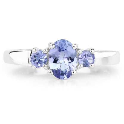 0.95 Carat Genuine Tanzanite .925 Sterling Silver Ring  DestGlow