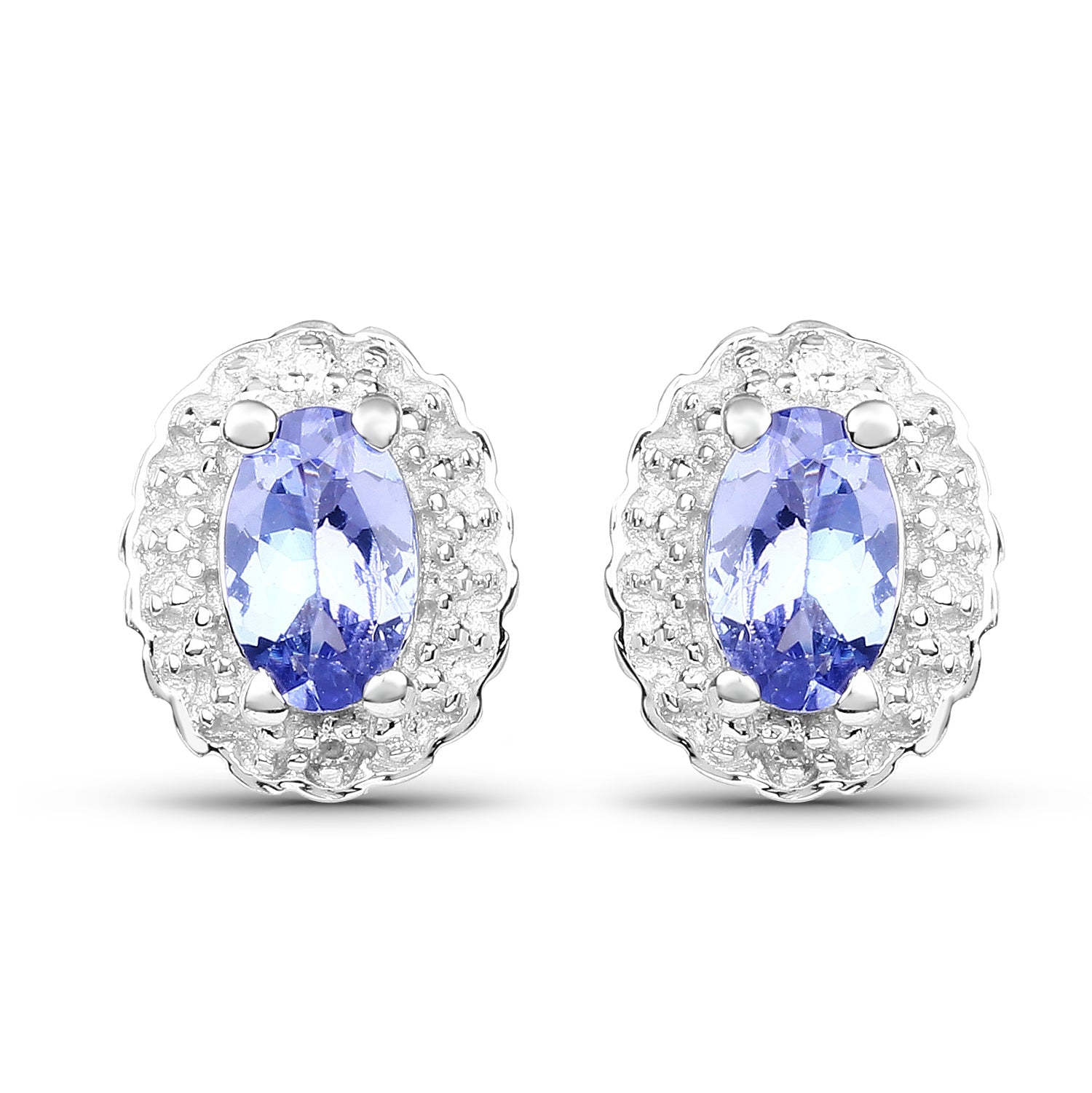 2.46 Carat Genuine Tanzanite and White Topaz .925 Sterling Silver 3 Piece Jewelry Set (Ring, Earrings, and Pendant w/ Chain) by Bids.com