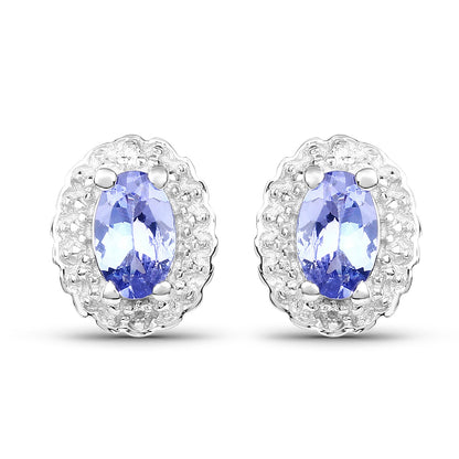 2.46 Carat Genuine Tanzanite and White Topaz .925 Sterling Silver 3 Piece Jewelry Set (Ring, Earrings, and Pendant w/ Chain) by Bids.com