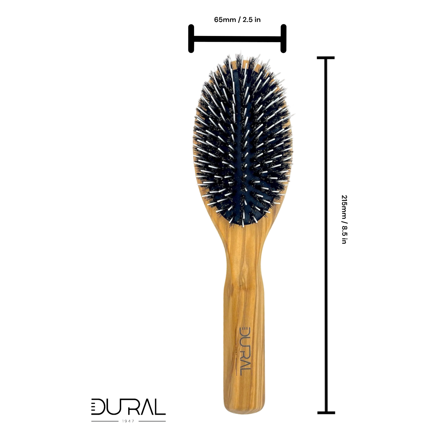 Dural Olive wood rubber cushion hair brush with boar bristles and nylon by Pasteur Pharmacy