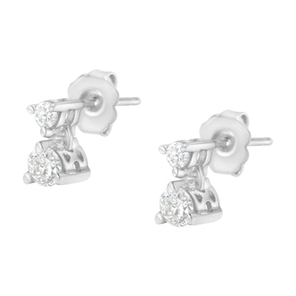 14KT White Gold 1/2 cttw Double Diamond Dangle Stud Earrings (H-I, I1-I2) by Bids.com