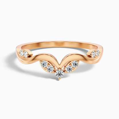 Celeste Round Cut Nature Inspired Unique Curving Wedding Band