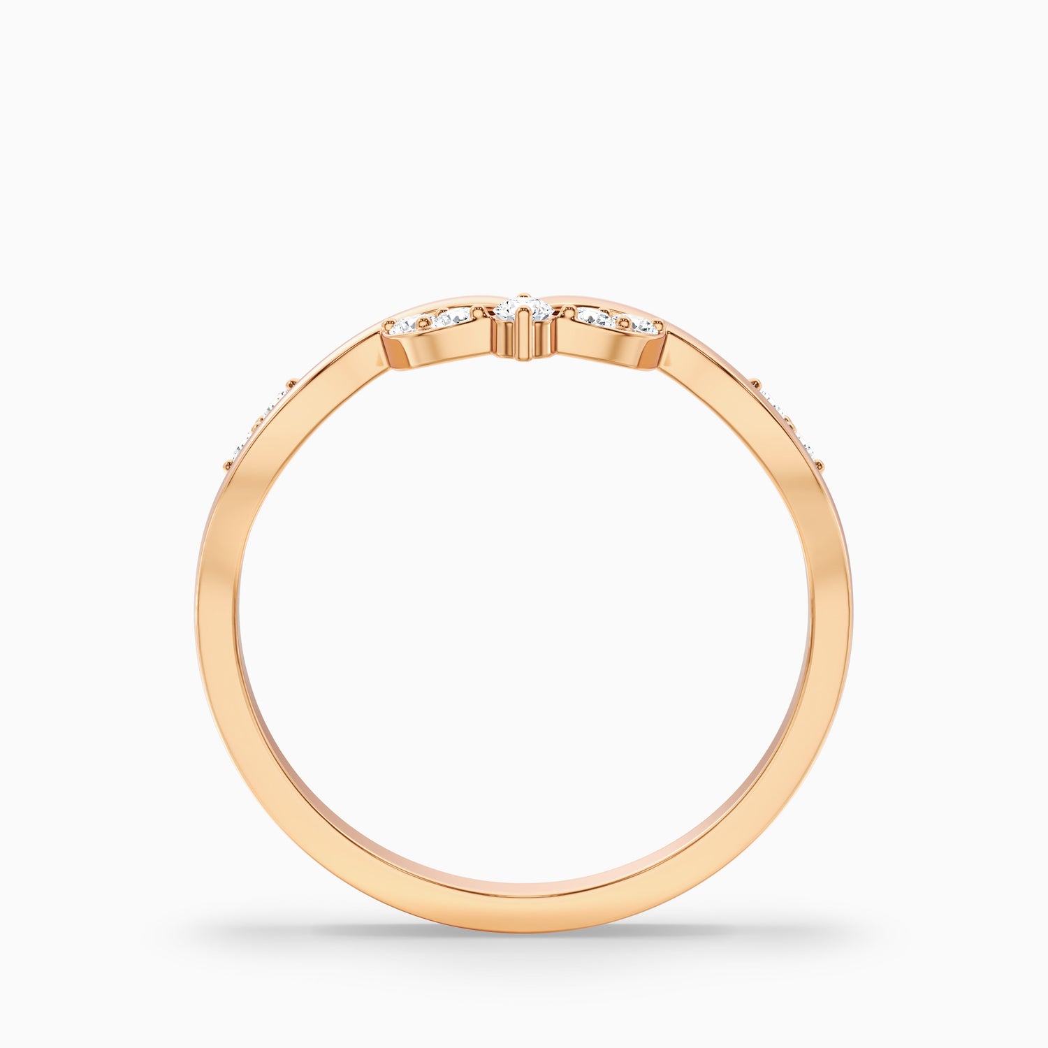 Celeste Round Cut Nature Inspired Unique Curving Wedding Band