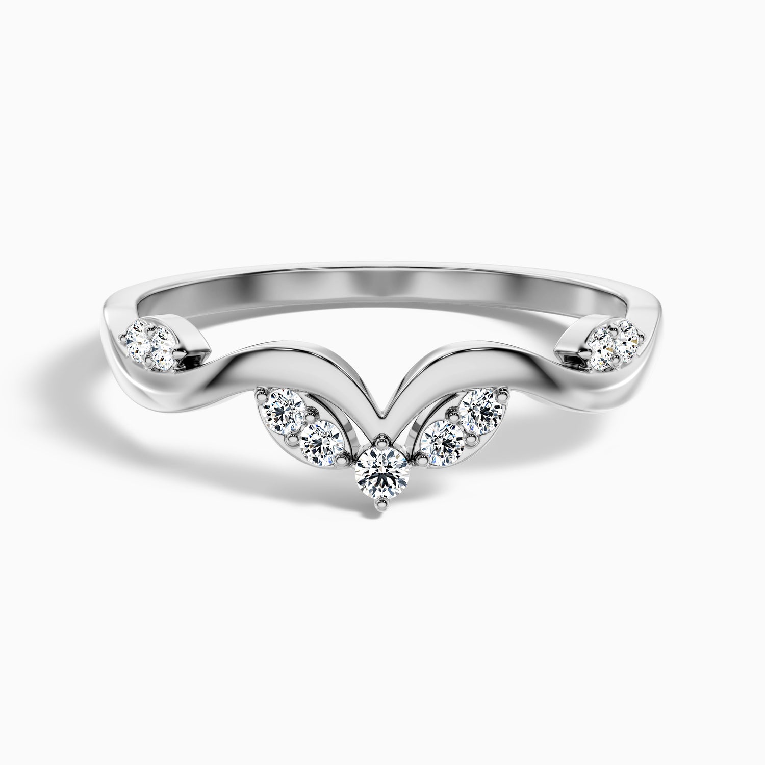 Celeste Round Cut Nature Inspired Unique Curving Wedding Band