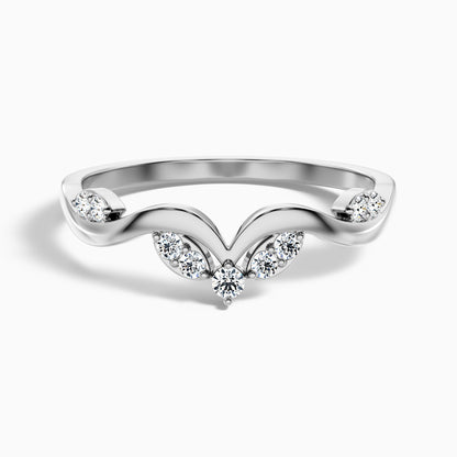 Celeste Round Cut Nature Inspired Unique Curving Wedding Band