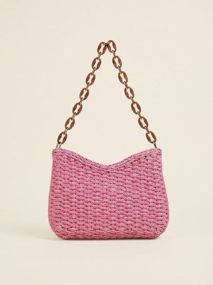 Colorful Woven Straw Shoulder Bag by LINTICO