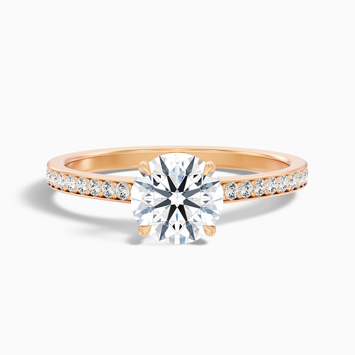 Kate 2 Carat Round Cut Side Stone Pave Lab Grown Engagement Ring in 10k White Gold