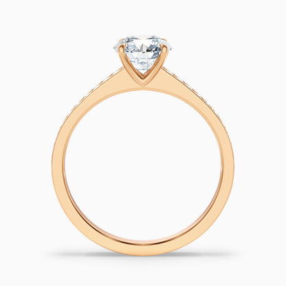 Elma 3.5 Carat Round Cut Side Stone Pave Moissanite Diamond Ring in 14k White Gold