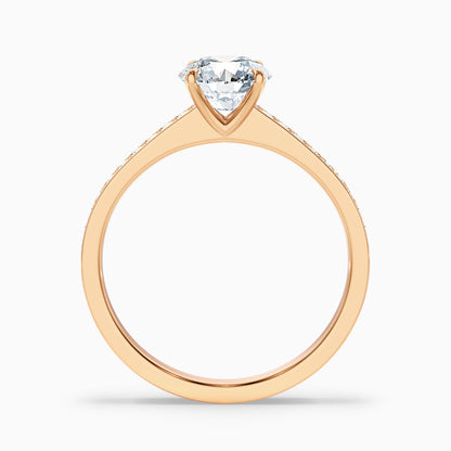 Vivi 9 Carat Round Cut Solitaire Pave Moissanite Engagement Ring in 18k Rose Gold  DestGlow