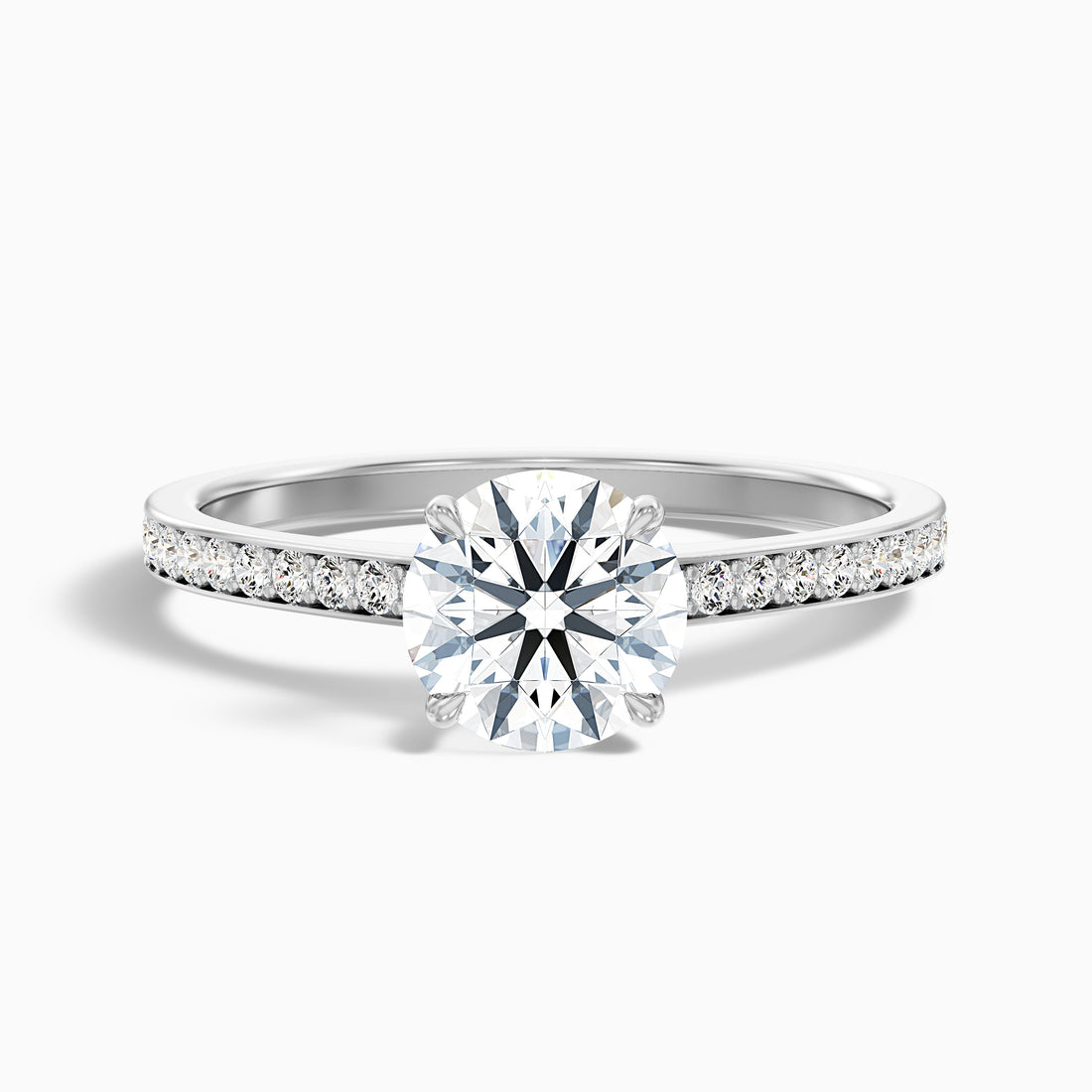 Kate 4.5 Carat Round Cut Side Stone Pave Lab Grown Engagement Ring in Platinum  DestGlow