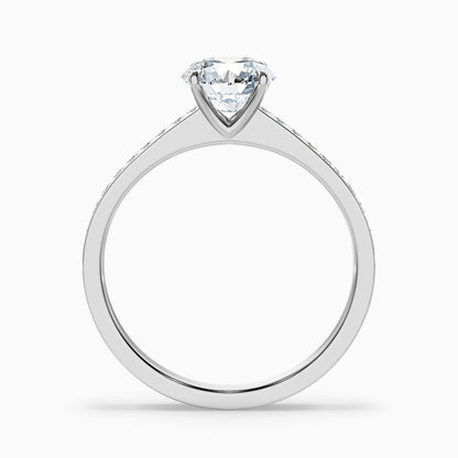 Elma 1 Carat Round Cut Side Stone Pave Moissanite Diamond Ring in 18k Yellow Gold  DestGlow