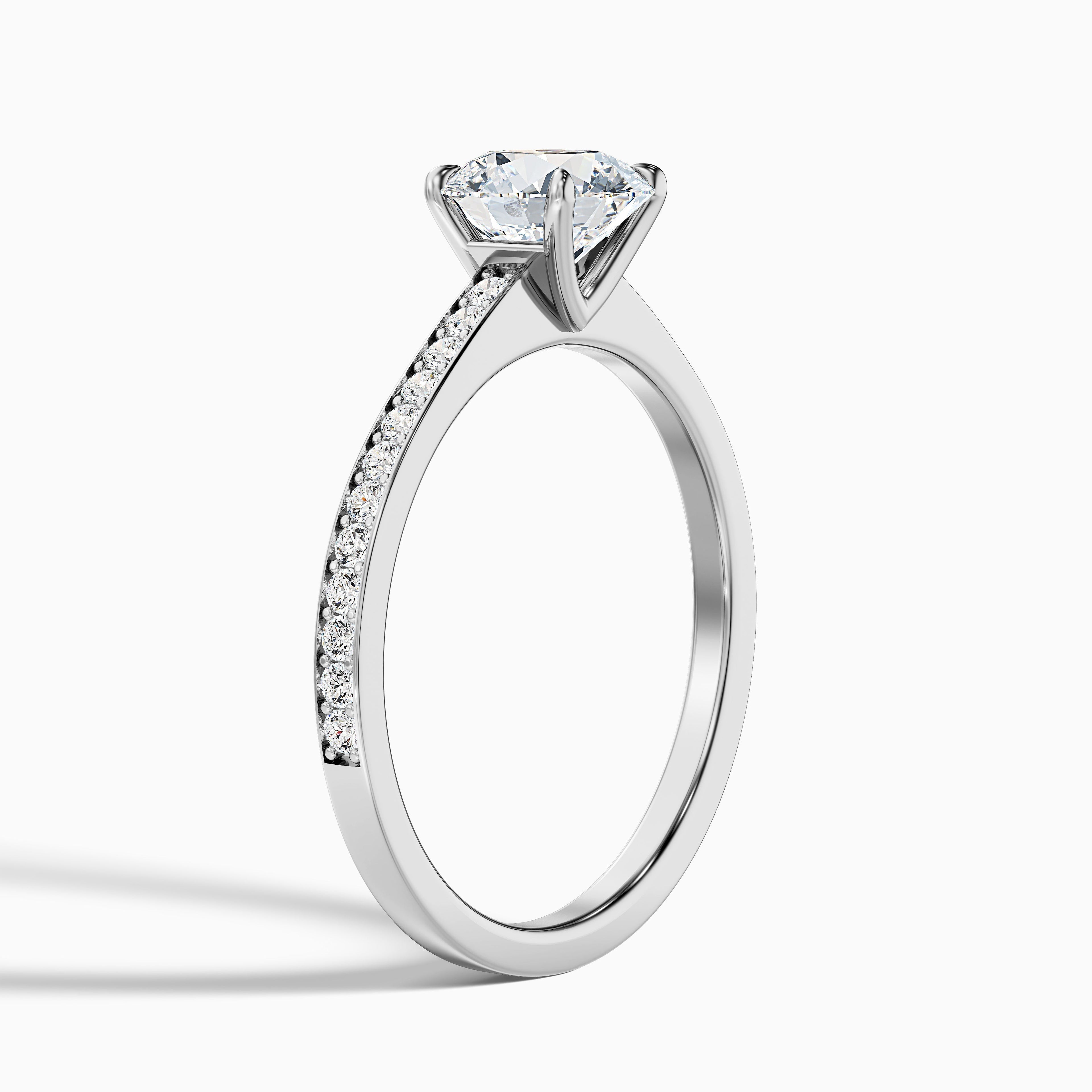 Elma 3 Carat Round Cut Side Stone Pave Moissanite Diamond Ring in 10k Yellow Gold