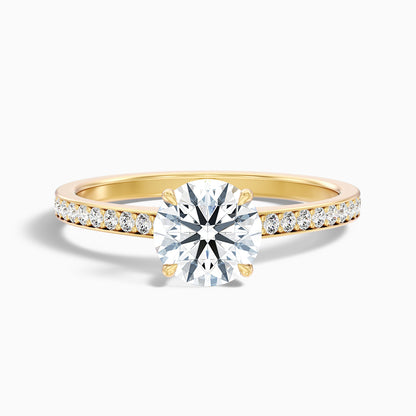 Elma 4 Carat Round Cut Side Stone Pave Moissanite Diamond Ring in Platinum