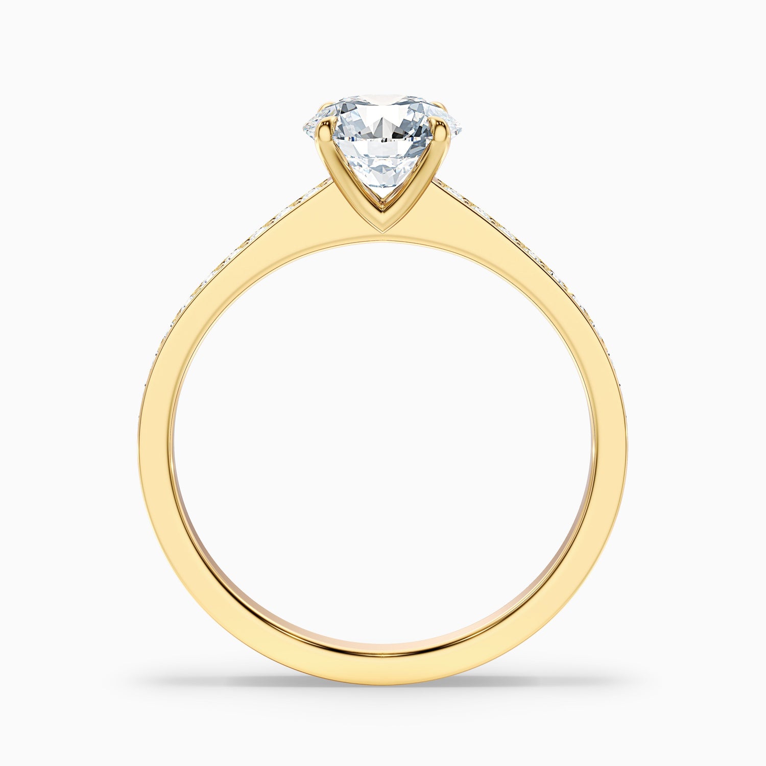 Elma 1.5 Carat Round Cut Side Stone Pave Moissanite Diamond Ring in 14k Rose Gold  DestGlow
