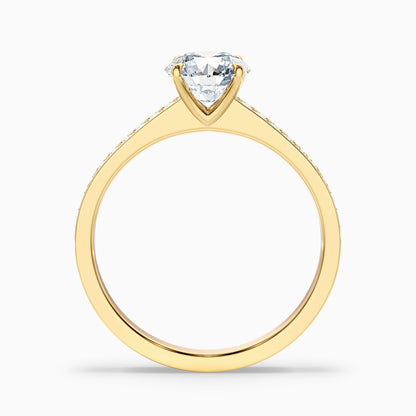 Kate 4 Carat Round Cut Side Stone Pave Lab Grown Engagement Ring in 10k Yellow Gold