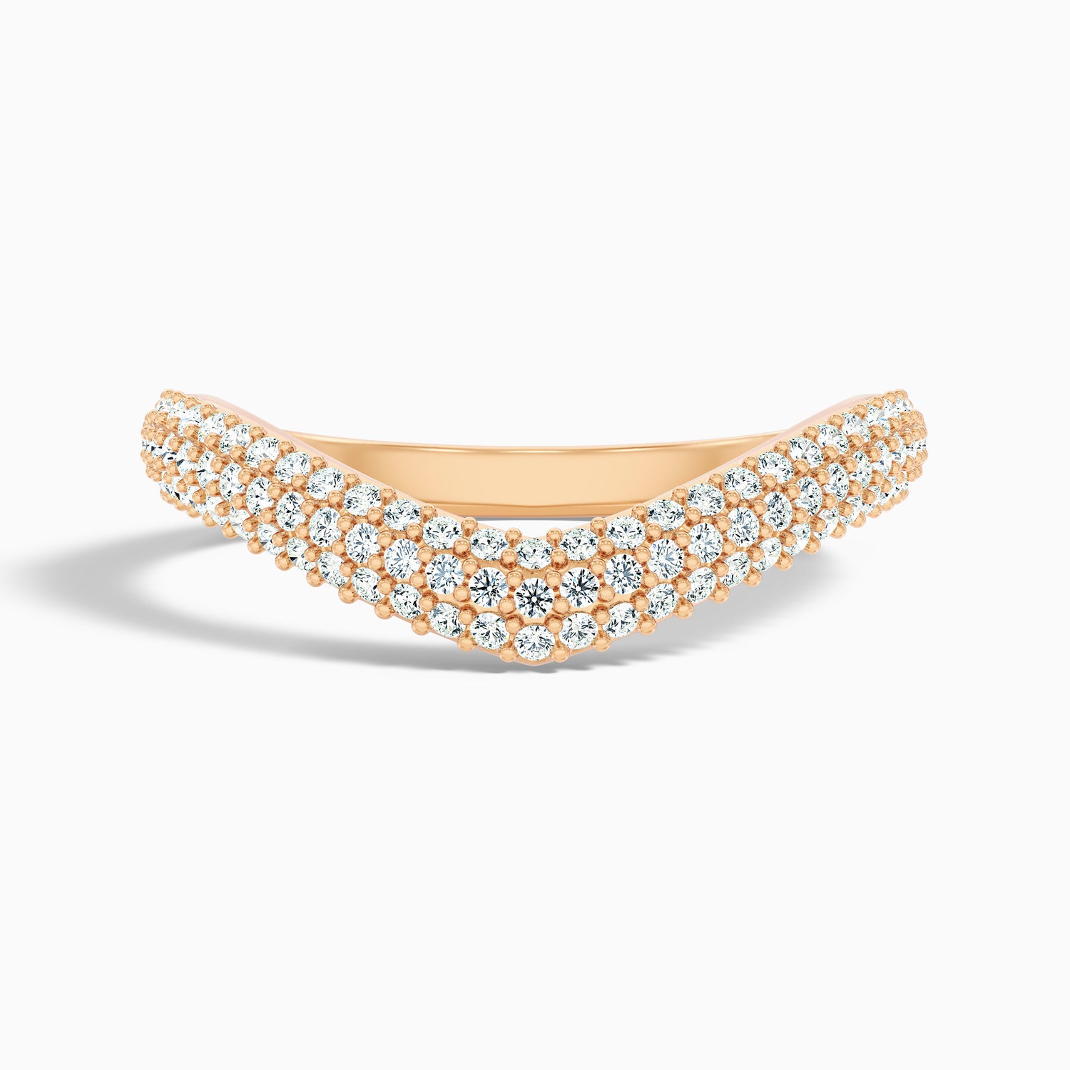 Amelie Round Cut Three Row Curved Lab Grown Diamond Wedding Band