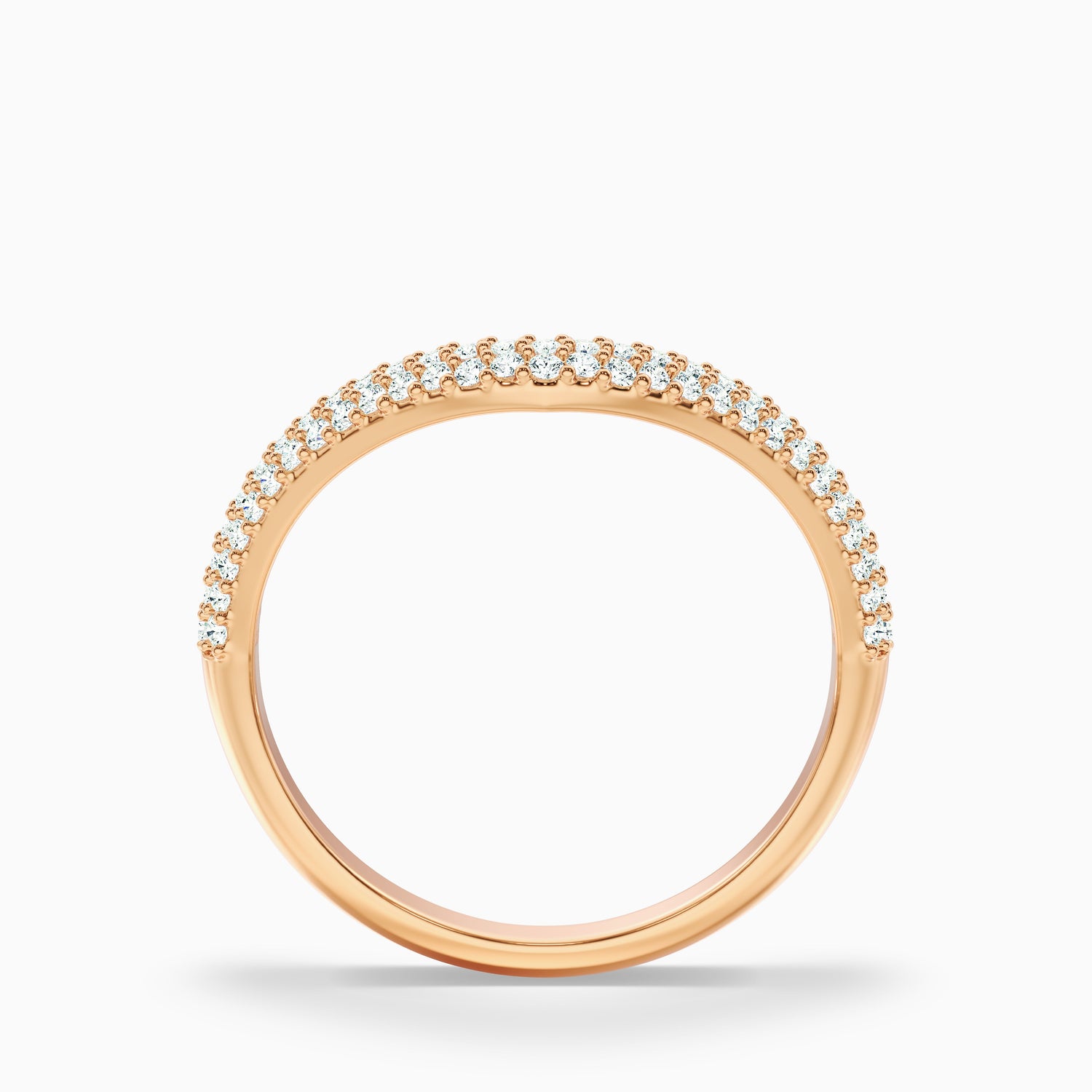 Amelie Round Cut Three Row Curved Lab Grown Diamond Wedding Band