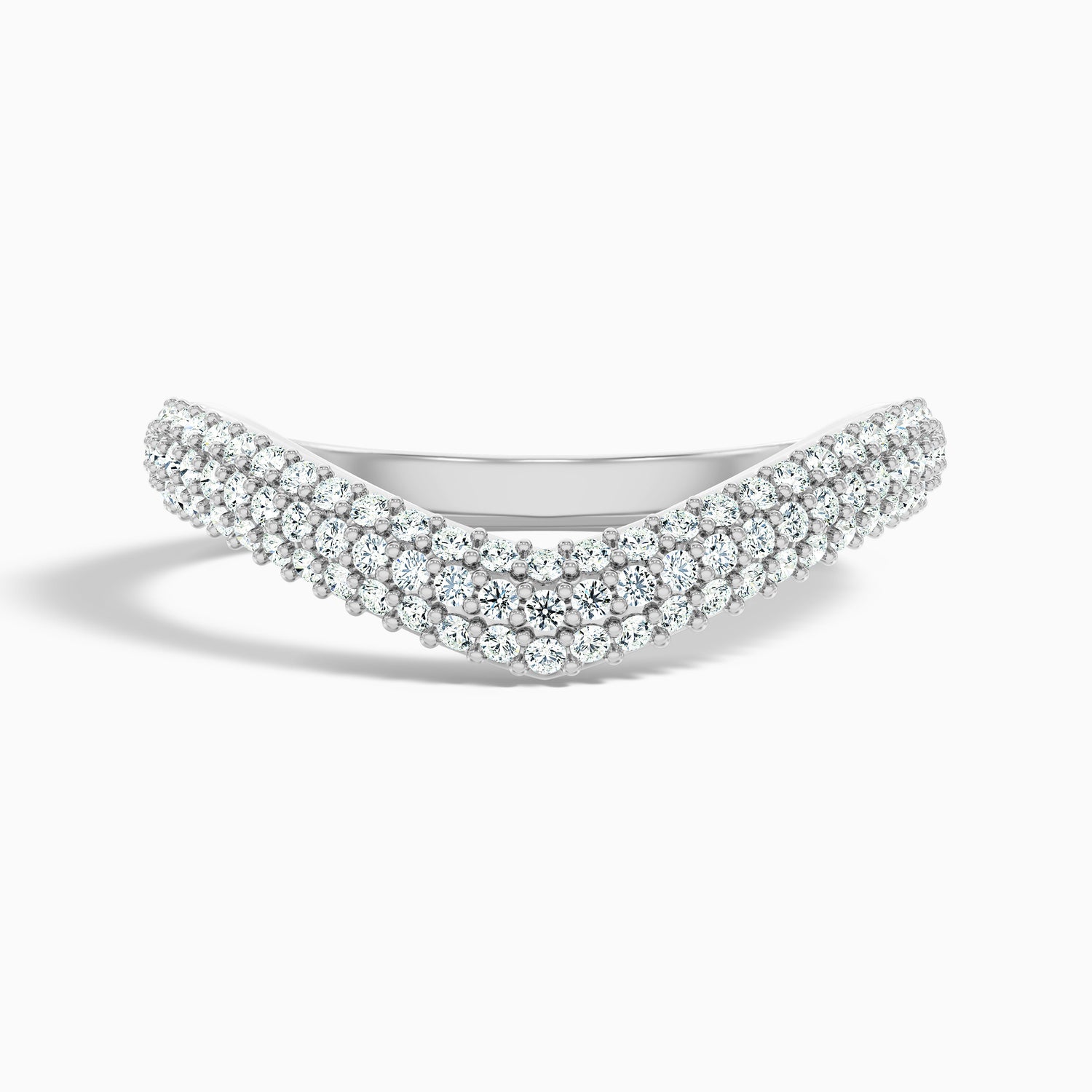 Amelie Round Cut Three Row Curved Lab Grown Diamond Wedding Band