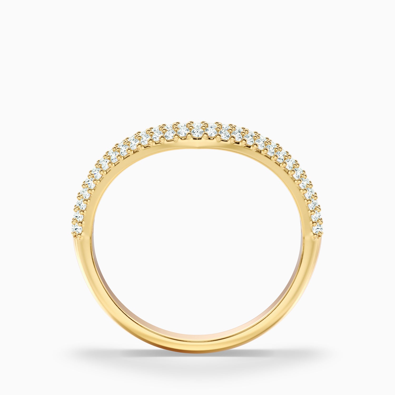 Amelie Round Cut Three Row Curved Lab Grown Diamond Wedding Band