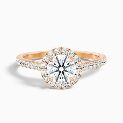 Tara 9 Carat Round Halo Pave Moissanite Engagement Ring in 10k Rose Gold  DestGlow
