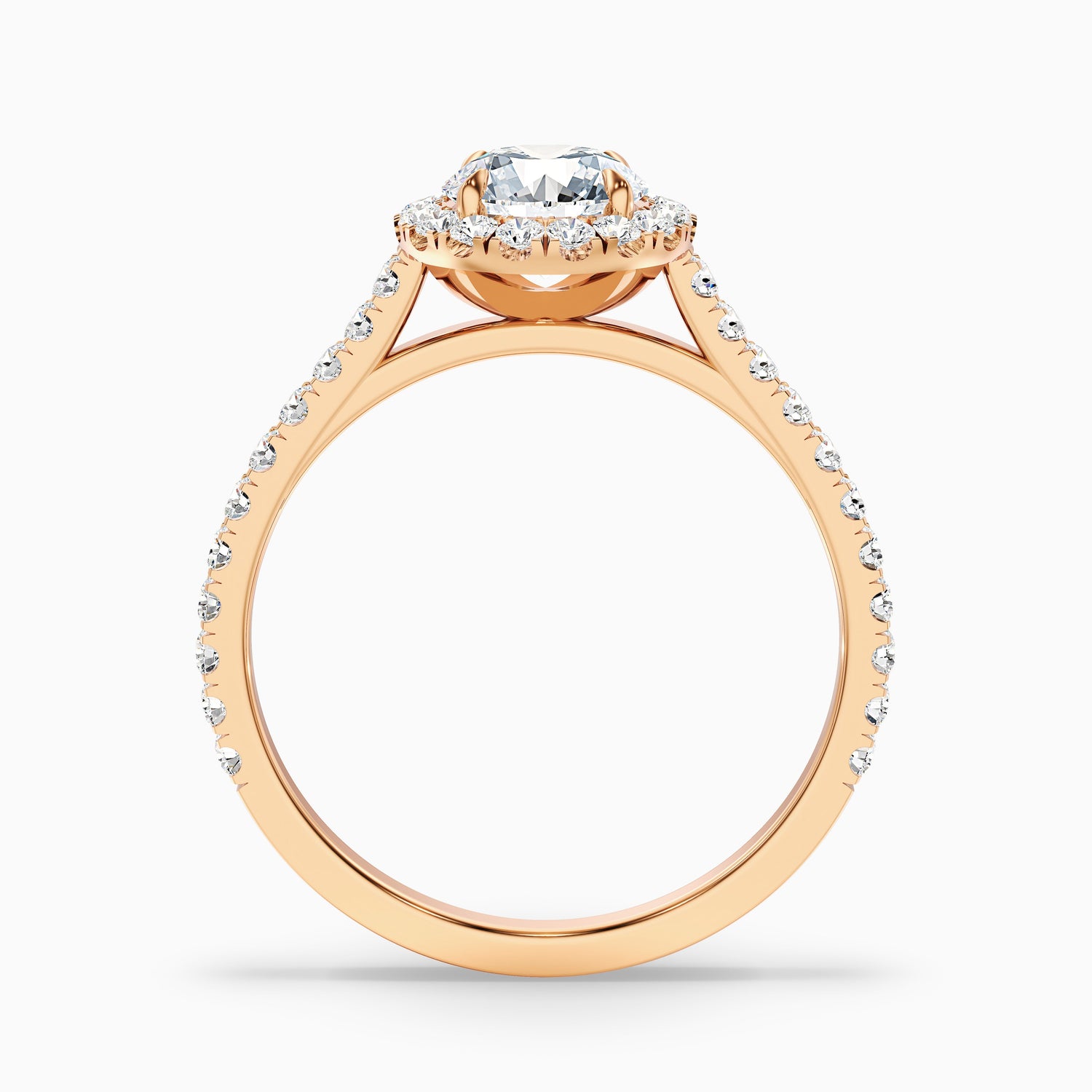 Tara 9 Carat Round Halo Pave Moissanite Engagement Ring in 14k Rose Gold  DestGlow