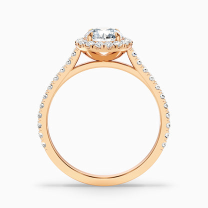 Pearl 5.5 Carat Round Halo Pave Moissanite Diamond Ring in 14k Yellow Gold  DestGlow