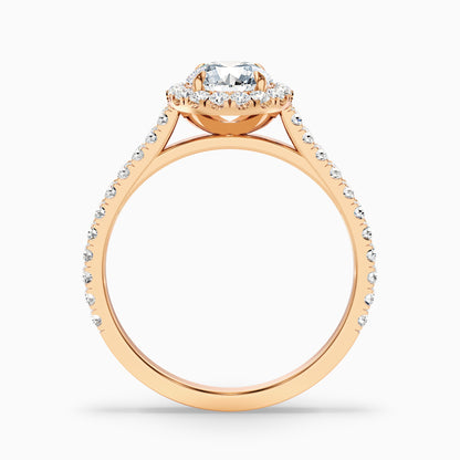 Tara 6 Carat Round Halo Pave Moissanite Engagement Ring in 14k Rose Gold