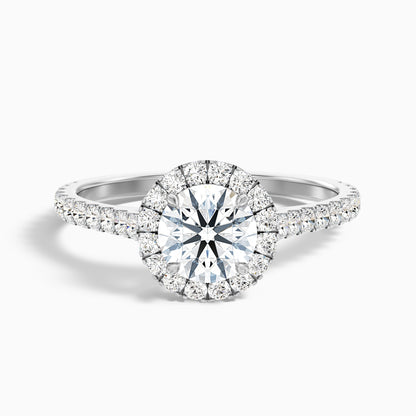 Ava 1.5 Carat Round Halo Pave Lab Grown Engagement Ring in 925 Sterling Silver
