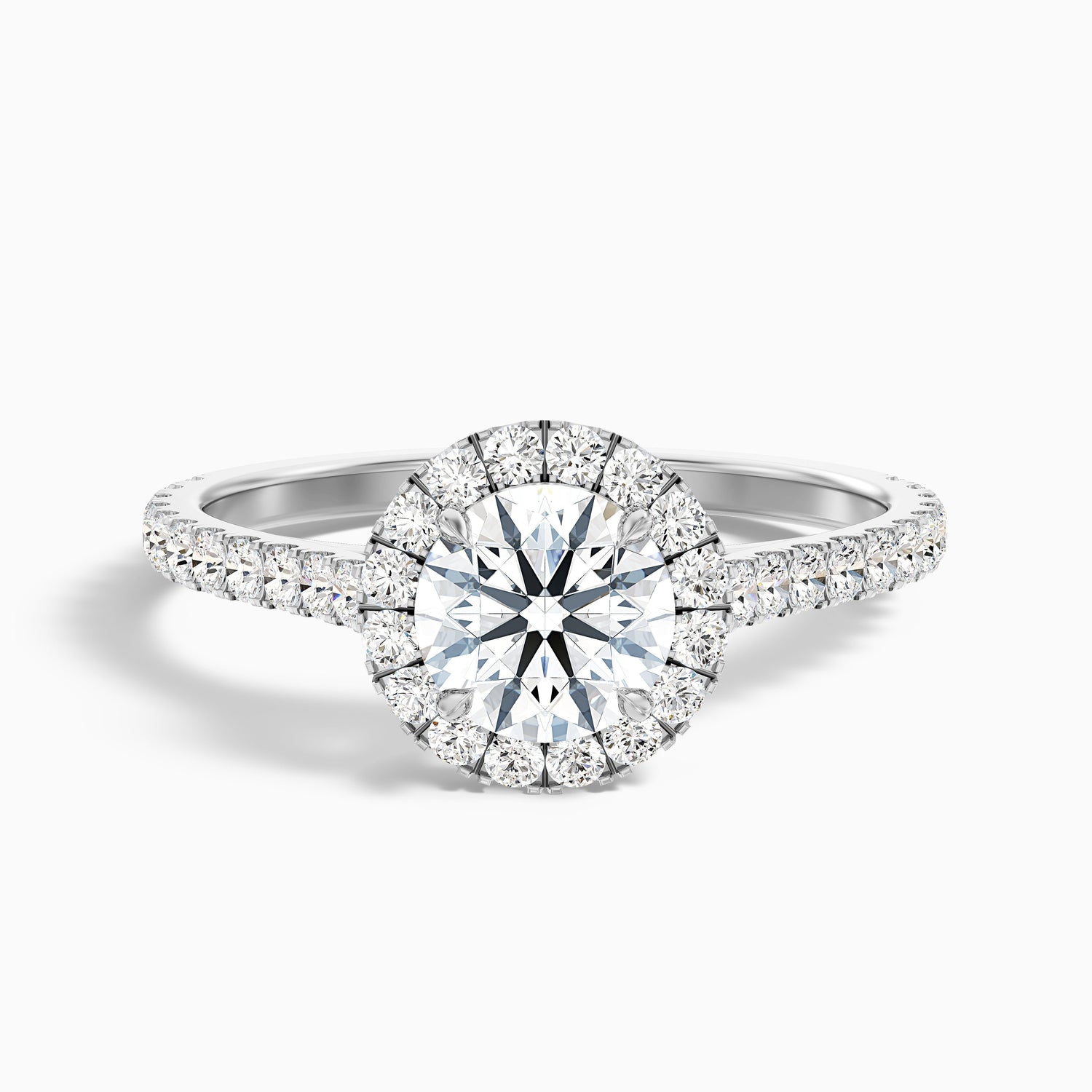 Pearl 4 Carat Round Halo Pave Moissanite Diamond Ring in 10k White Gold  DestGlow