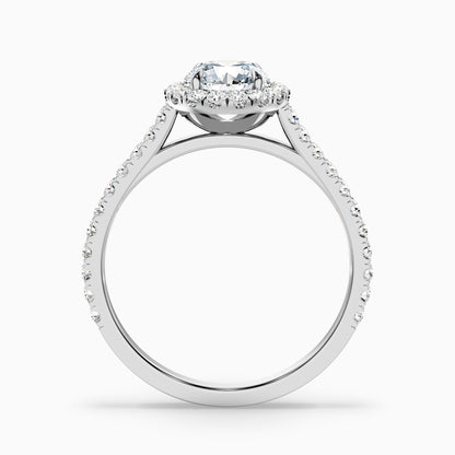Pearl 1 Carat Round Halo Pave Moissanite Diamond Ring in 14k Rose Gold  DestGlow