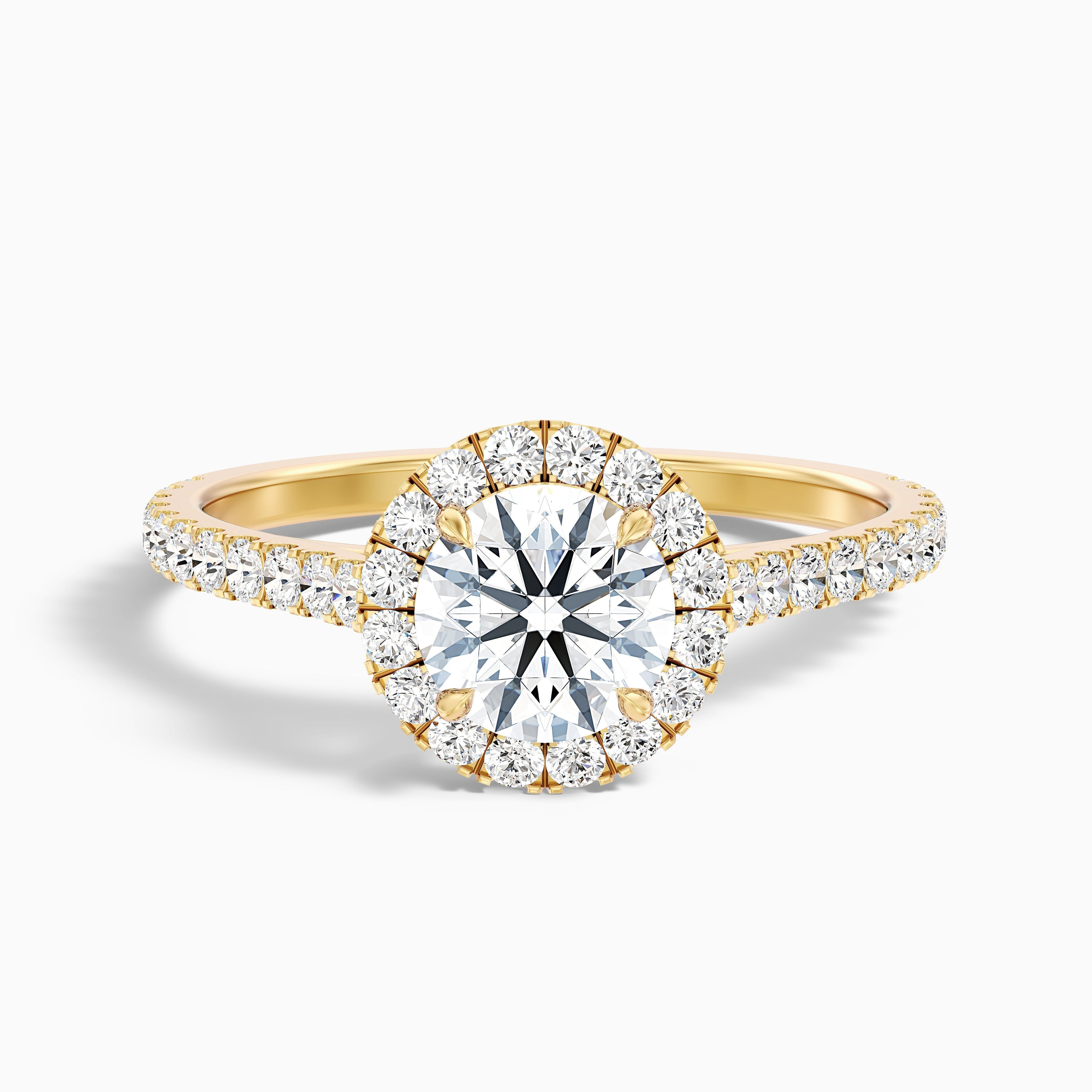 Pearl 5 Carat Round Halo Pave Moissanite Diamond Ring in 10k Rose Gold  DestGlow