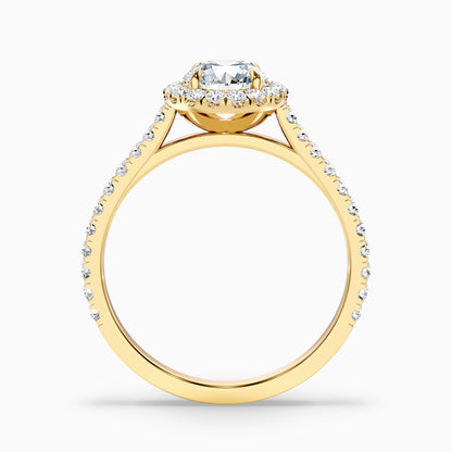 Tara 6 Carat Round Halo Pave Moissanite Engagement Ring in 10k Yellow Gold  DestGlow