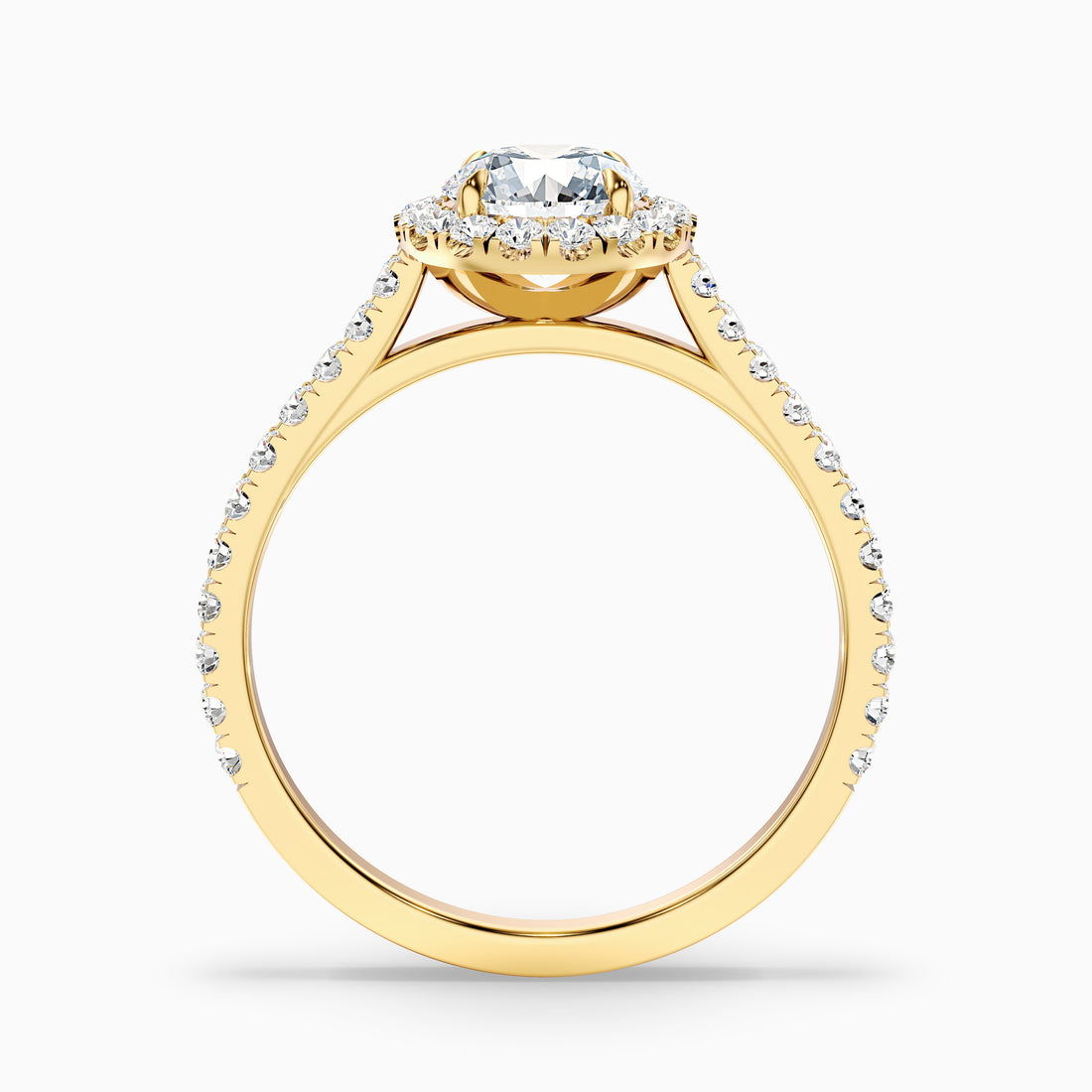 Ava 1 Carat Round Halo Pave Lab Grown Engagement Ring in 14k Yellow Gold  DestGlow