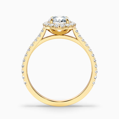 Pearl 2 Carat Round Halo Pave Moissanite Diamond Ring in 18k Yellow Gold  DestGlow