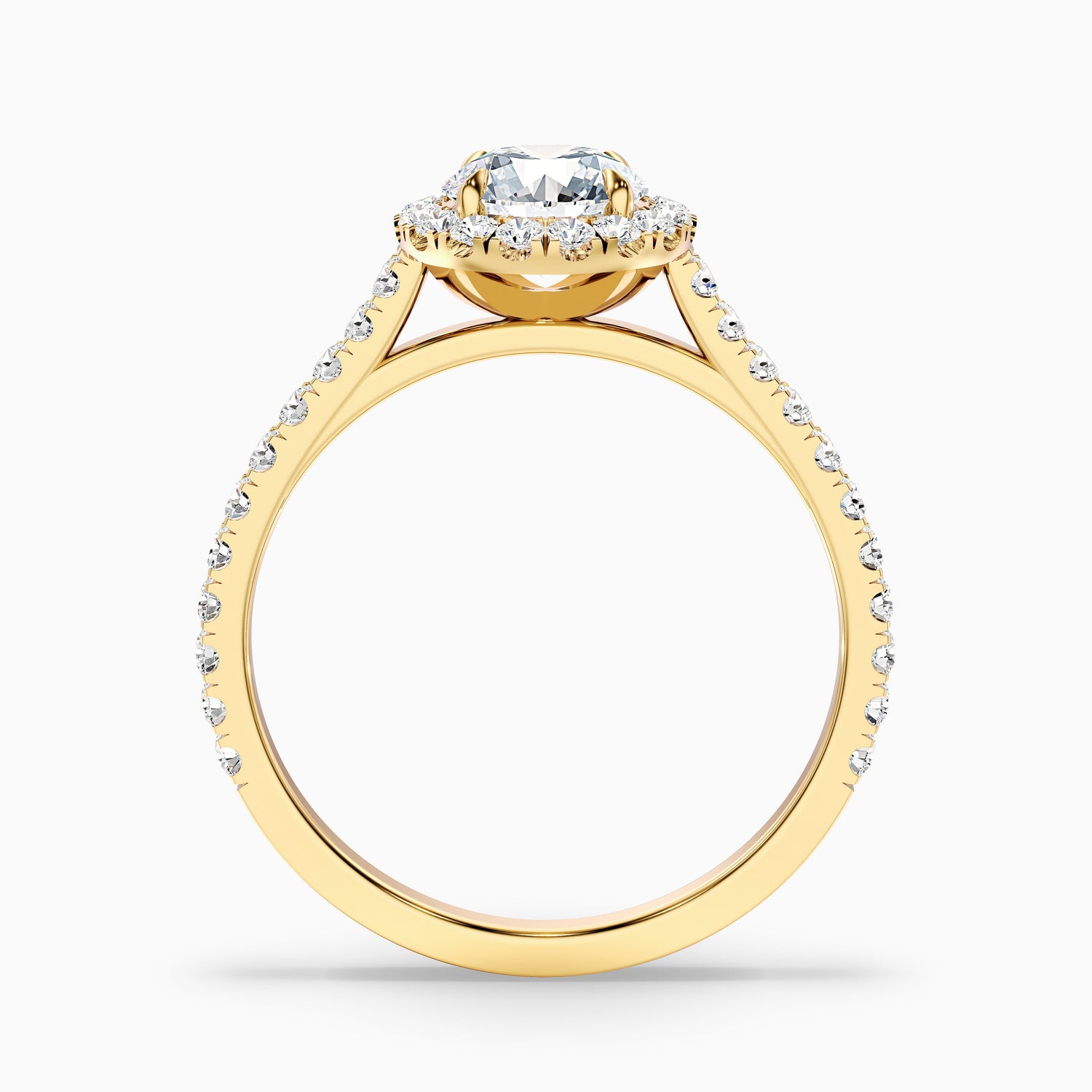 Tara 6 Carat Round Halo Pave Moissanite Engagement Ring in 18k Yellow Gold