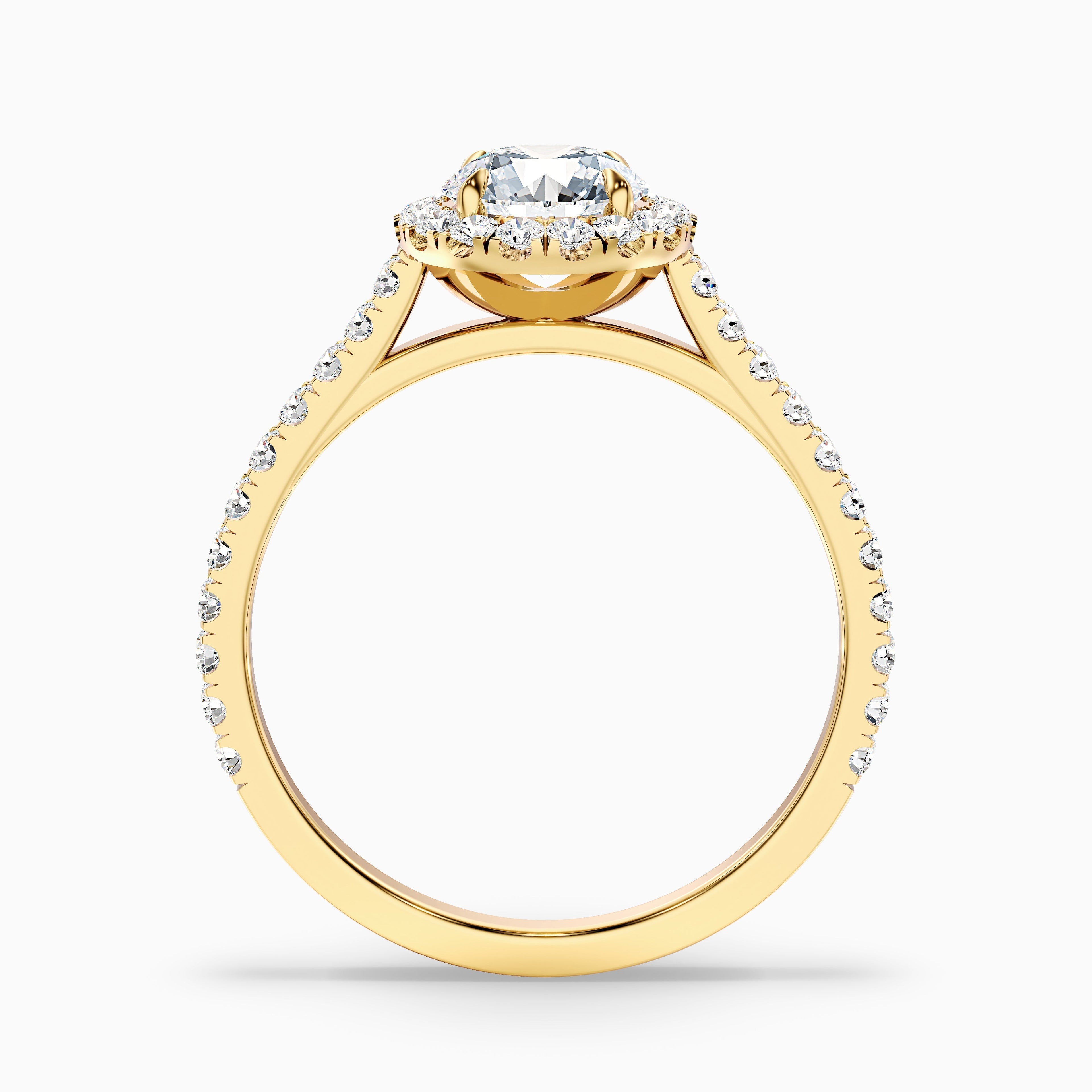 Pearl 5.5 Carat Round Halo Pave Moissanite Diamond Ring in 18k Rose Gold  DestGlow