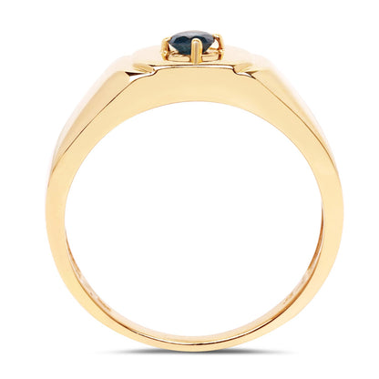 14K Yellow Gold Plated 0.20 Carat Genuine Blue Diamond .925 Sterling Silver Ring by Bids.com