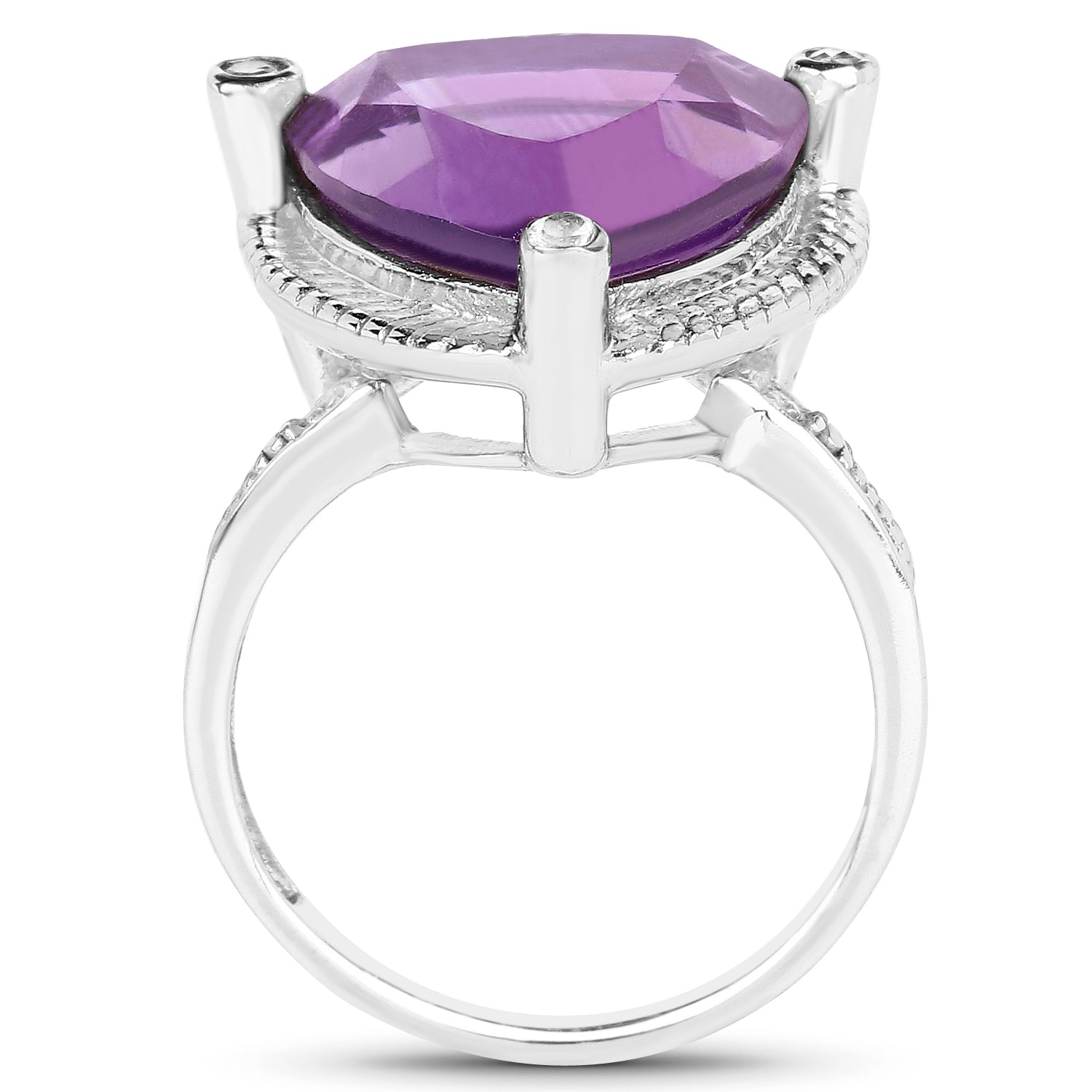8.29 Carat Genuine Amethyst and White Topaz .925 Sterling Silver Ring  DestGlow
