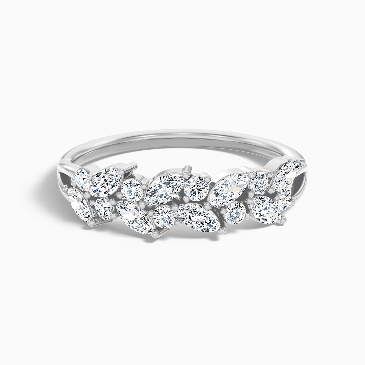 Anissa Round and Marquise Cut Two Row Curved Split Lab Grown Diamond Band