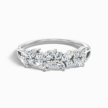 Anissa Round and Marquise Cut Two Row Curved Split Lab Grown Diamond Band