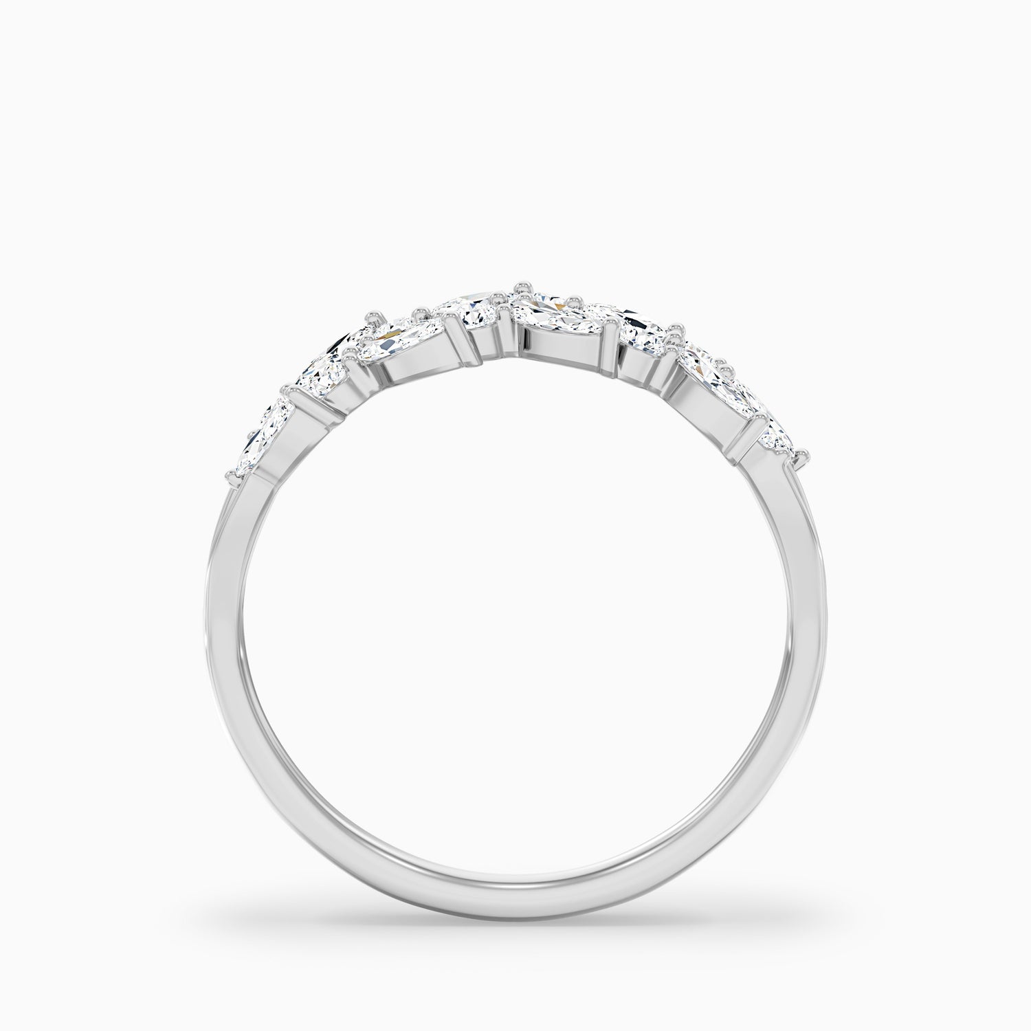 Anissa Round and Marquise Cut Two Row Curved Split Lab Grown Diamond Band