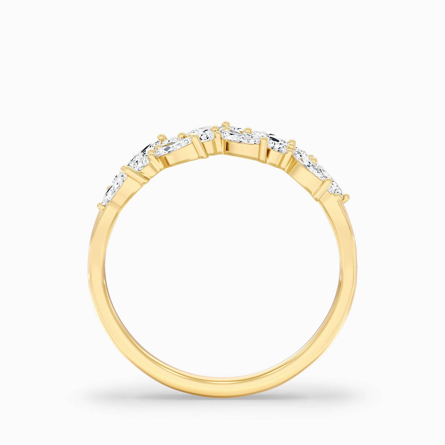 Anissa Round and Marquise Cut Two Row Curved Split Lab Grown Diamond Band
