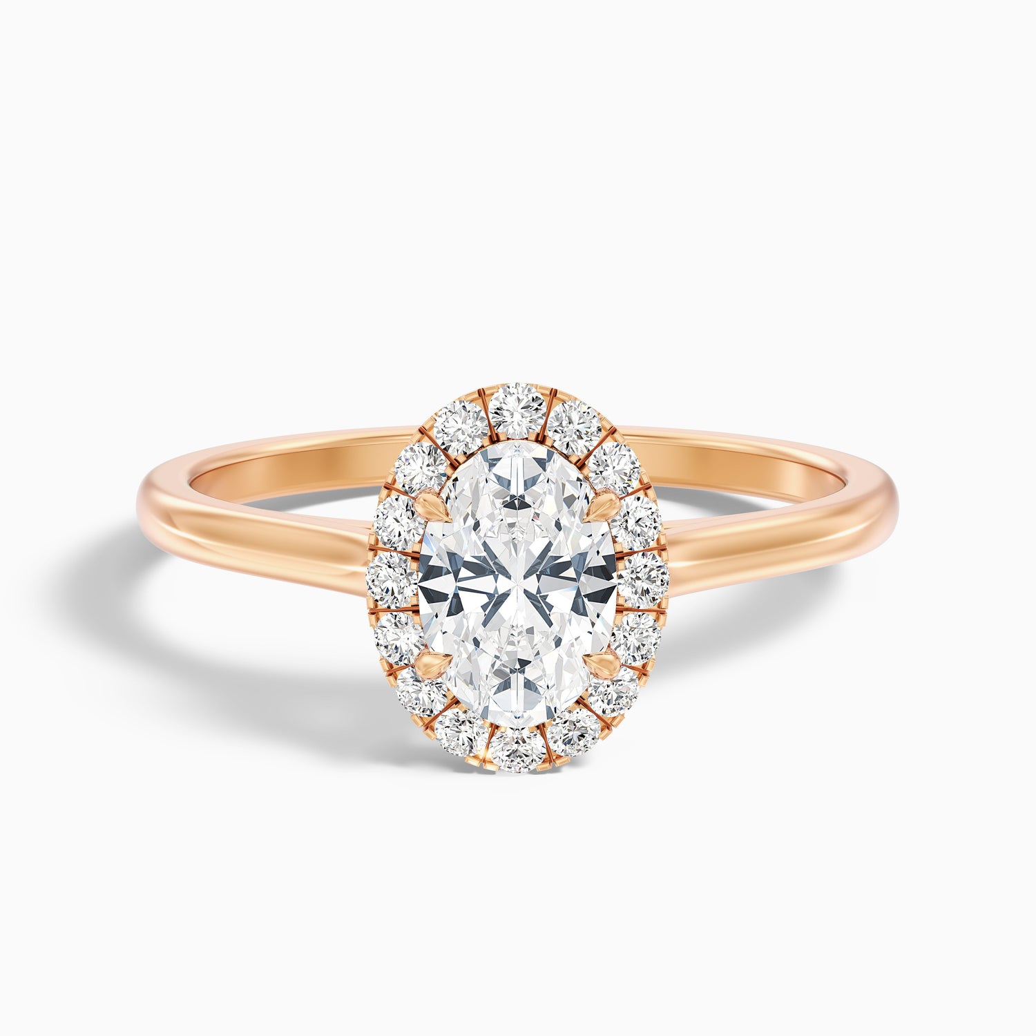 Mira 1.5 Carat Oval Halo Lab Grown Engagement Ring in 14k Rose Gold  DestGlow