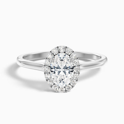 Sofia 2.5 Carat Oval Halo Moissanite Diamond Ring in 18k White Gold
