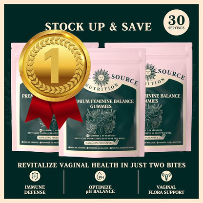 Vital Source Nutrition - Premium Feminine Balance Gummies - for Women’s Health &amp; Wellness - Immune Support - Vegan, Gluten-Free &amp; Halal - Hawaiian Pineapple - 60 Gummies - 30 Servings  DestGlow