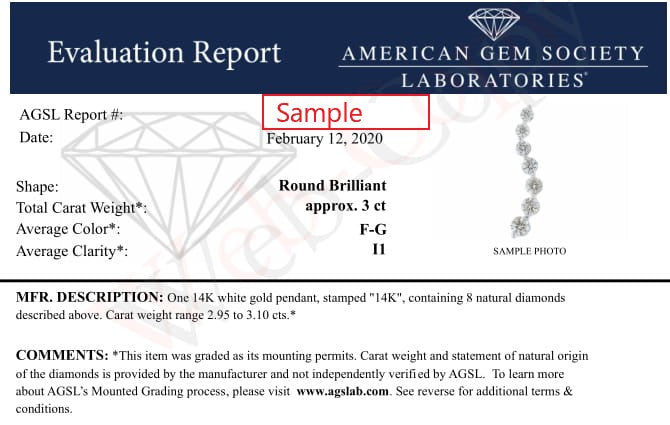 AGS Certified 14k White Gold 3.0 Cttw Baguette and Brilliant Round-Cut Diamond Journey 18" Pendant Necklace (F-G Color, I1-I2 Clarity) by Bids.com