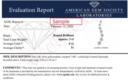 AGS Certified 14k White Gold 3.0 Cttw Baguette and Brilliant Round-Cut Diamond Journey 18" Pendant Necklace (F-G Color, I1-I2 Clarity) by Bids.com